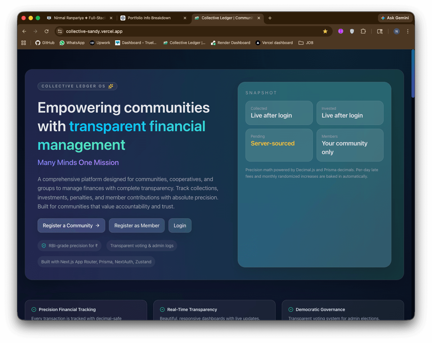 Collective Ledger OS dashboard overview